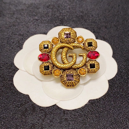 GG Flower Crystal Brooch