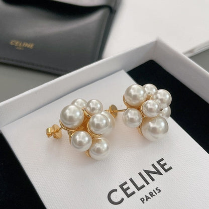 CE Pearls Gold Earrings