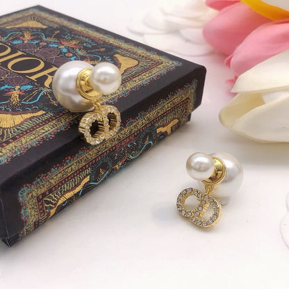 CD Tribales Diamond Logo Pearl Earrings