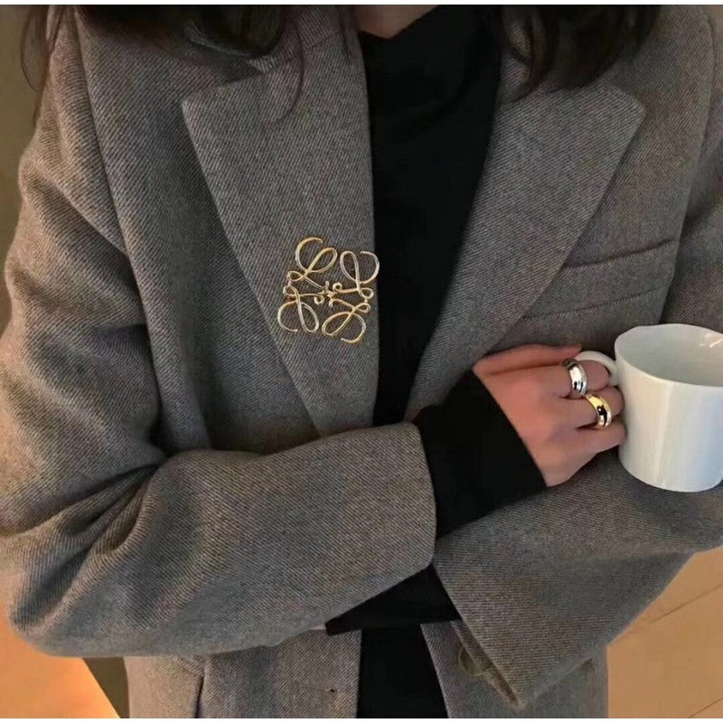 Loe Anagram Big Gold Brooch