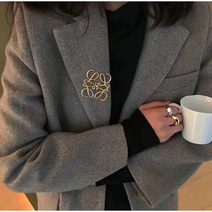 Loe Anagram Big Gold Brooch
