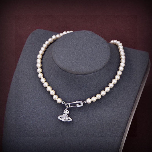 Vivienne West Mini Bas Relief Pearls Necklace