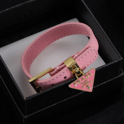 18K Pra Pink Leather Bracelet