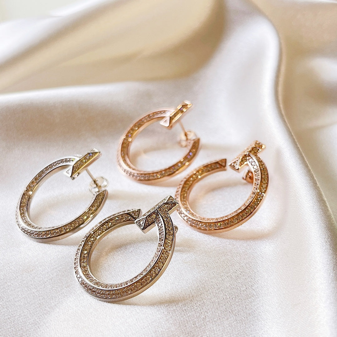 Tiff T1 Open Hoop Rose Gold Earrings
