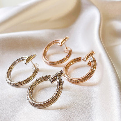 Tiff T1 Open Hoop Rose Gold Earrings