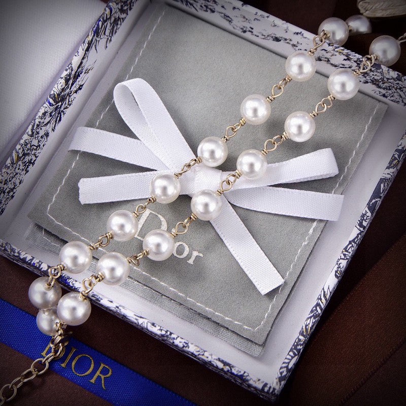 CD Butterfly Pearl Choker Necklace