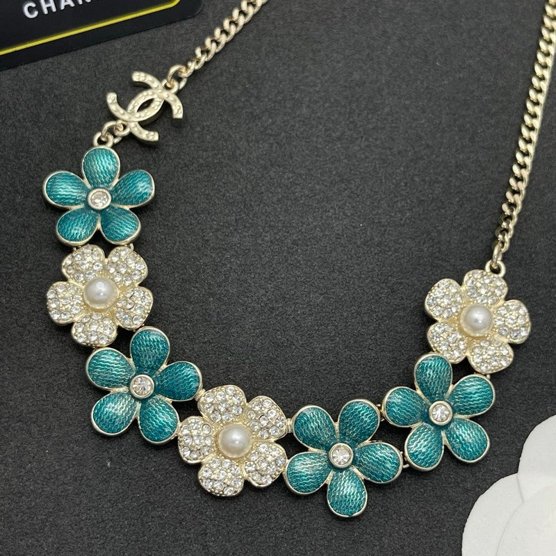 CC Blue Flower Diamond Necklace