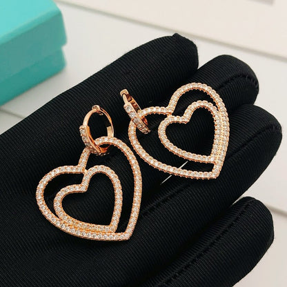 T Heart Diamond Earrings