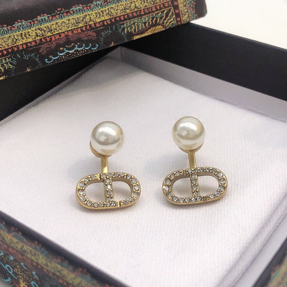 CD Tribales Pave Diamond & Pearl Earrings
