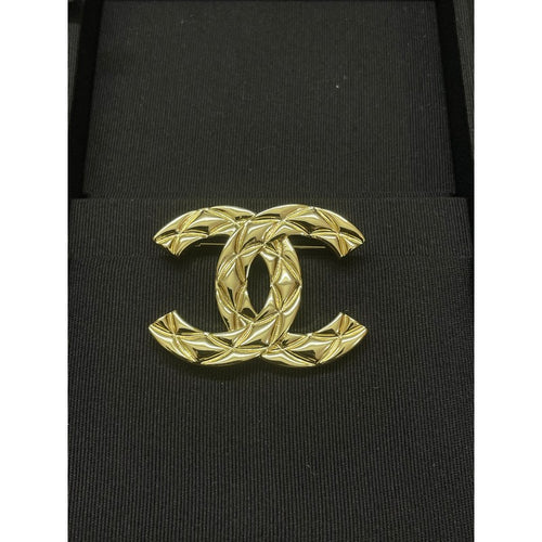 CC Pattern Gold Brooch