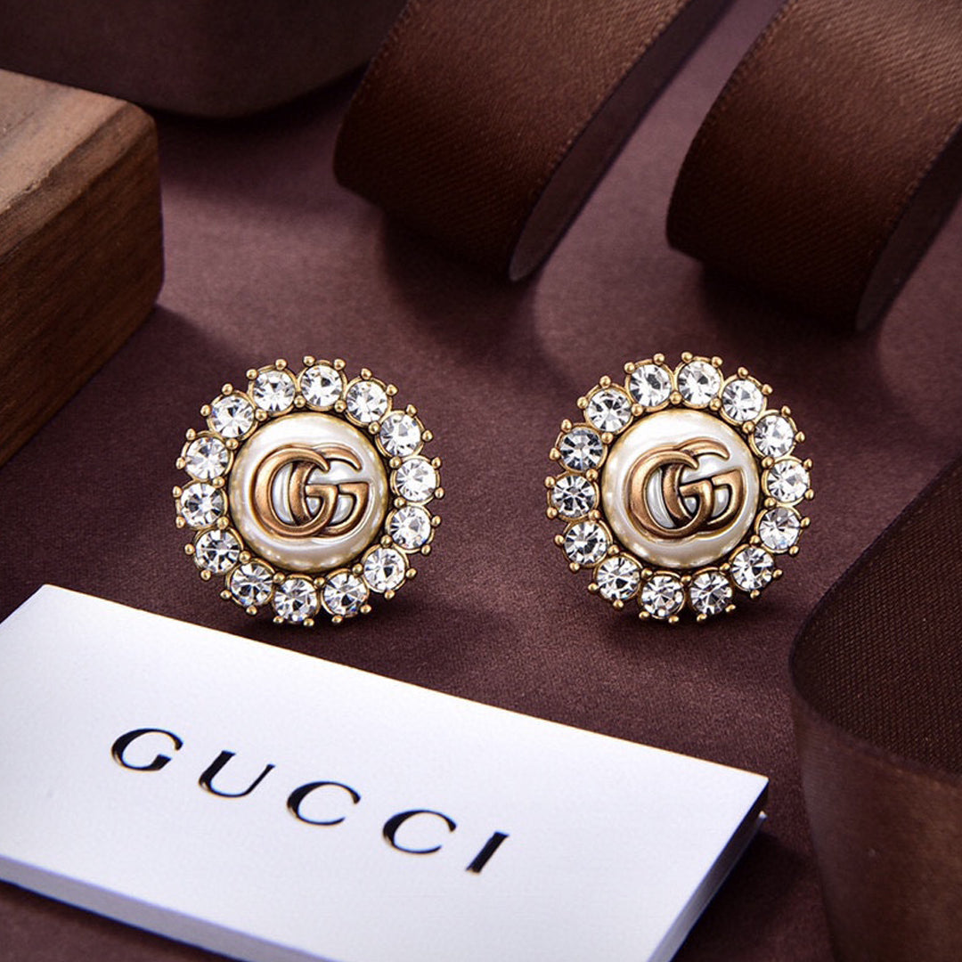 18k GUCCI GG Flower Crystals Earrings