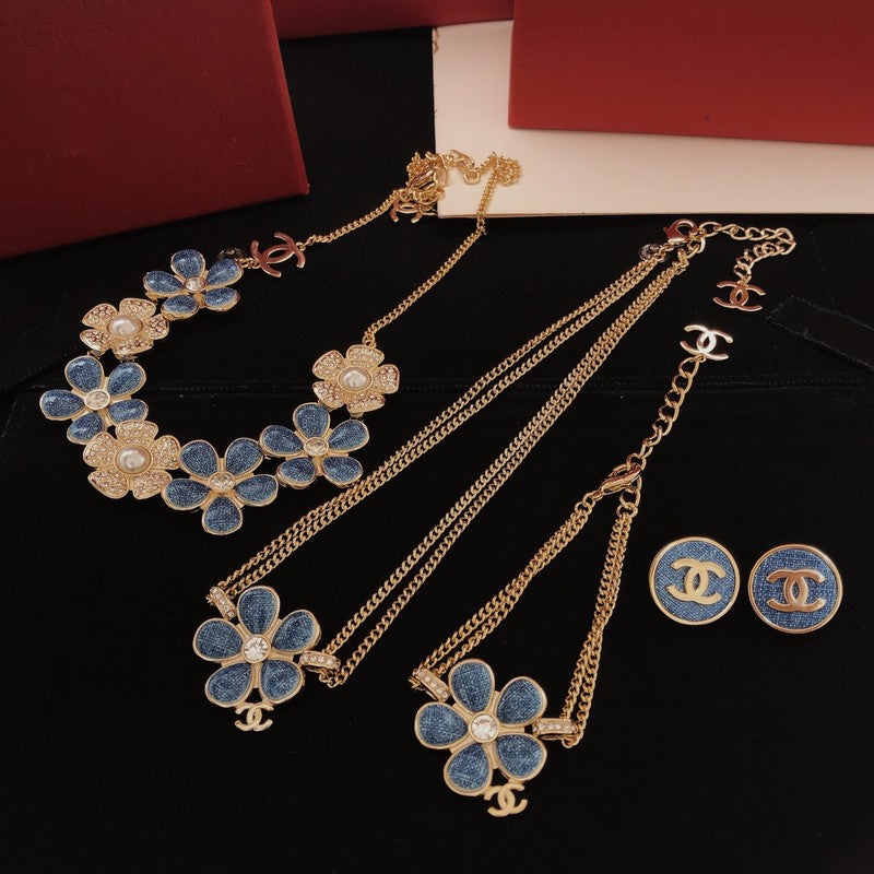 CC Cowboy Blue Camellia Necklace