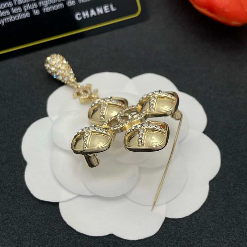 CC Diamond Shape Drop Brooch