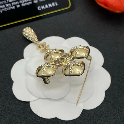 CC Diamond Shape Drop Brooch