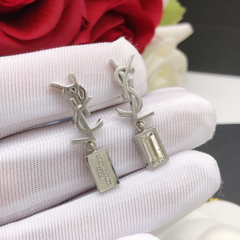 Saint Crystal White Gold Earrings