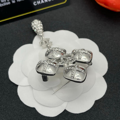 CC Diamond Shape Drop Brooch