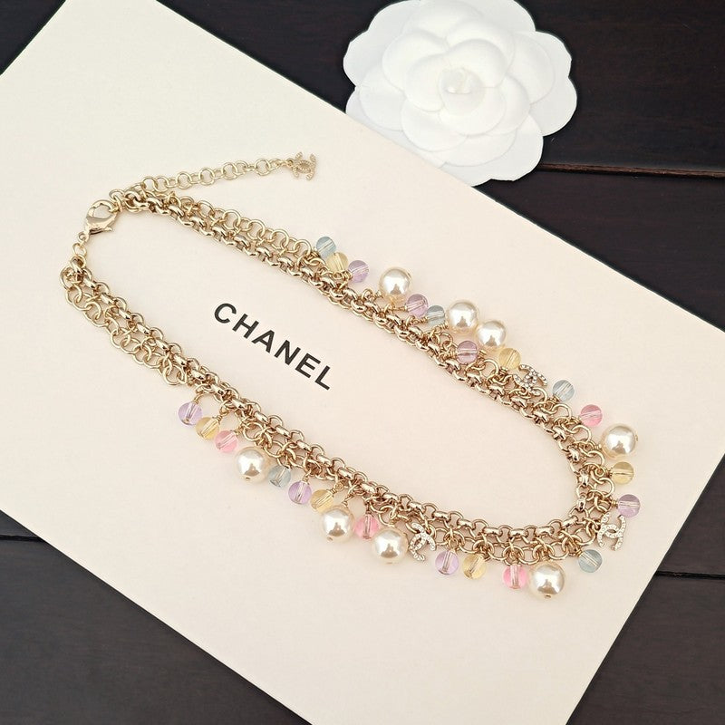 CC Pink Crystal Chain Links Necklace