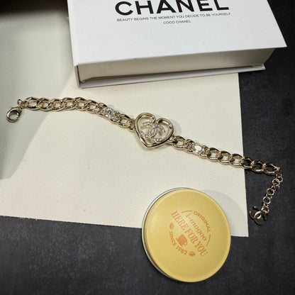 CC Heart Diamond Gold Chain Bracelet