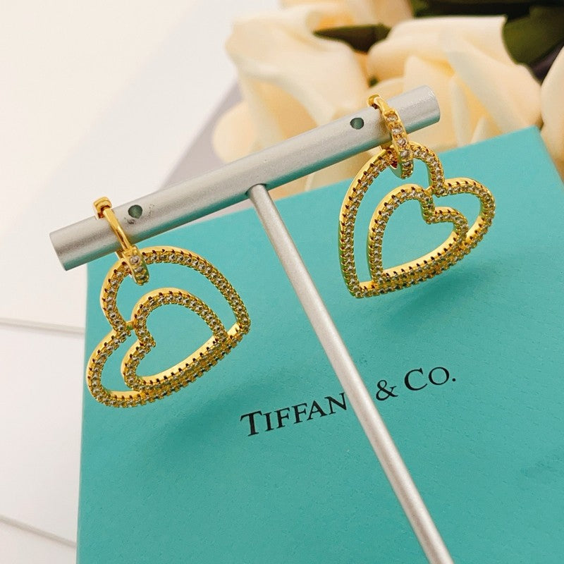 T Heart Diamond Earrings