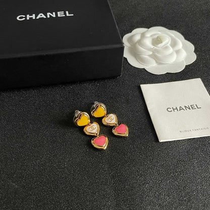 CC Three Heart Drop Earrings