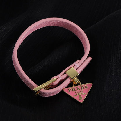 18K Pra Pink Leather Bracelet