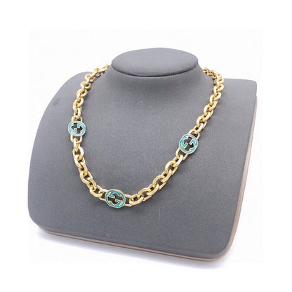 GG Interlocking G Sky Blue Gold Chain Necklace