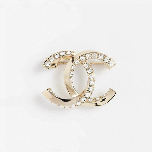 CC Pave Diamond Gold Brooch