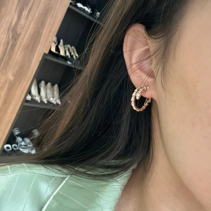 BVLG Serpenti Diamond Gold Earring