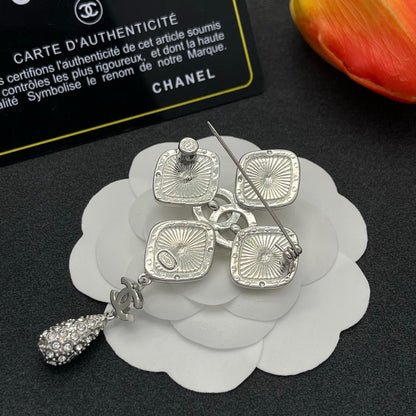 CC Diamond Shape Drop Brooch
