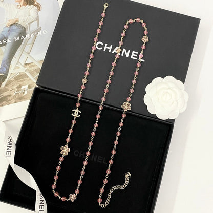 CC 26C Pink Crystal Long Necklace