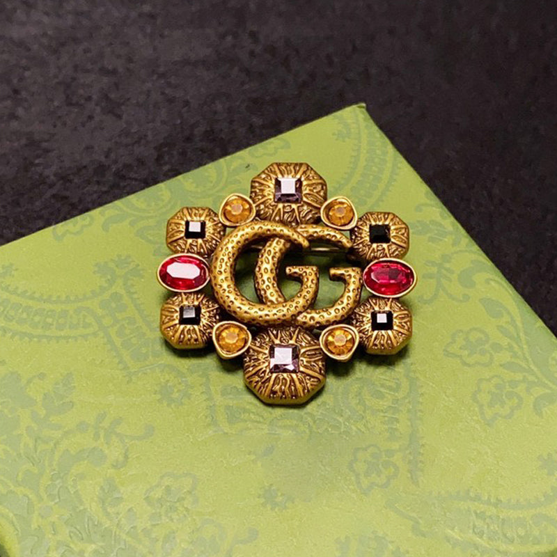 GG Flower Crystal Brooch