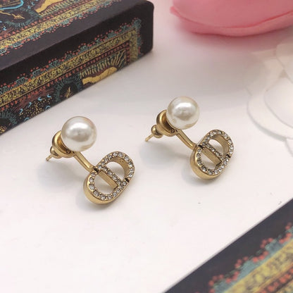 CD Tribales Pave Diamond & Pearl Earrings