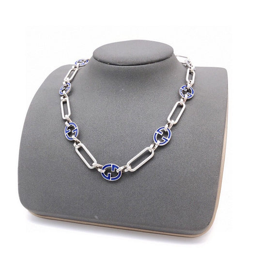 GG Blue Logo Gold Chain Necklace