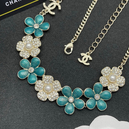 CC Blue Flower Diamond Necklace