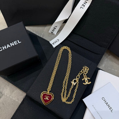 CC Black & Red Heart Gold Necklace