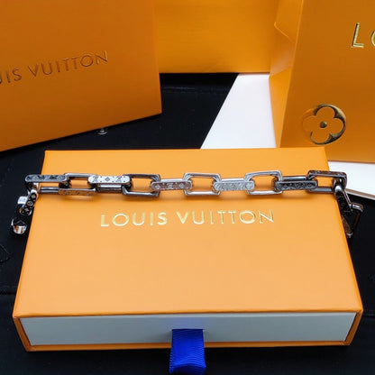 Louis Monogram Black Gold Chain Bracelet