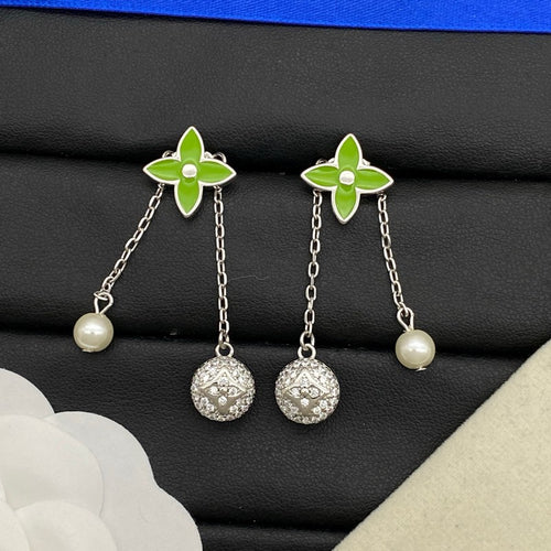 Louis Yellow & Green Blossom Long Earrings