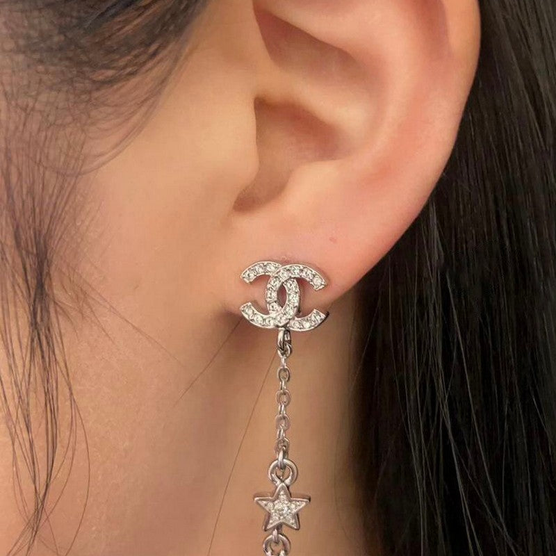 CC 26C Pink Crystal Tassel Earrings