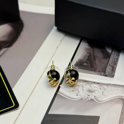 CC Black & White Ball Pearl Earrings