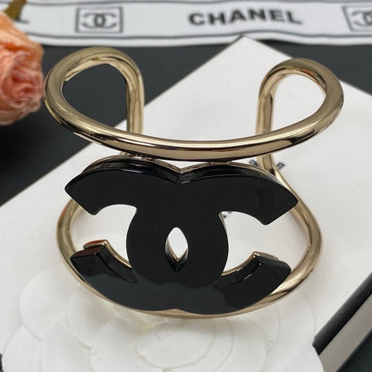 CC Black & White Gold Cuff Bracelet