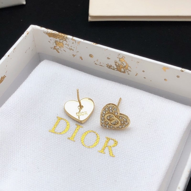 CD Diamond Heart Gold Earrings