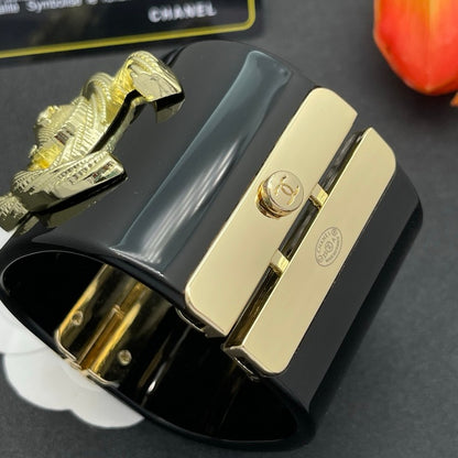 CC Gold Black Resin Bracelet