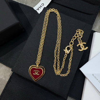 CC Black & Red Heart Gold Necklace