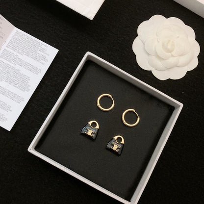 CE Black Bag Gold Earrings