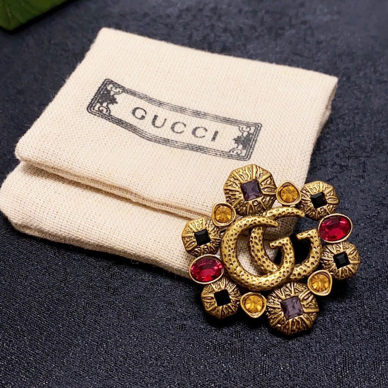 GG Flower Crystal Brooch