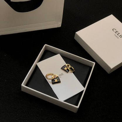 CE Black Bag Gold Earrings