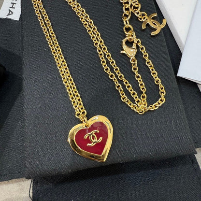 CC Black & Red Heart Gold Necklace