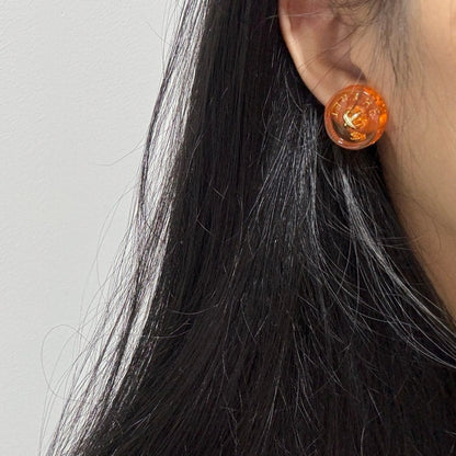 CC Orange Resin Earrings