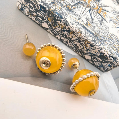 CD Yellow Ball Pearl Earrings
