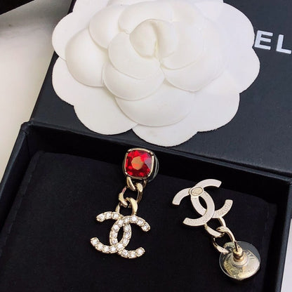 CC Red Crystal Drop Earrings